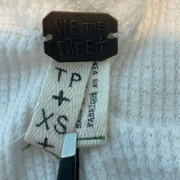 Free People We The Free Blossom Top Cream Pink Brown Thermal Floral Long Sleeves - Picture 7 of 9